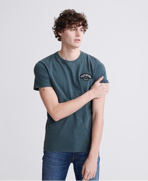 Superdry Merch Store Patch Férfi Pólók Kék | CXVZJ2418